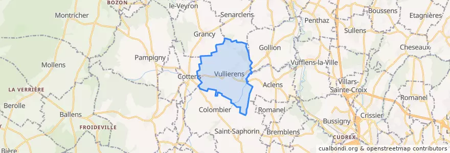 Mapa de ubicacion de Vullierens.