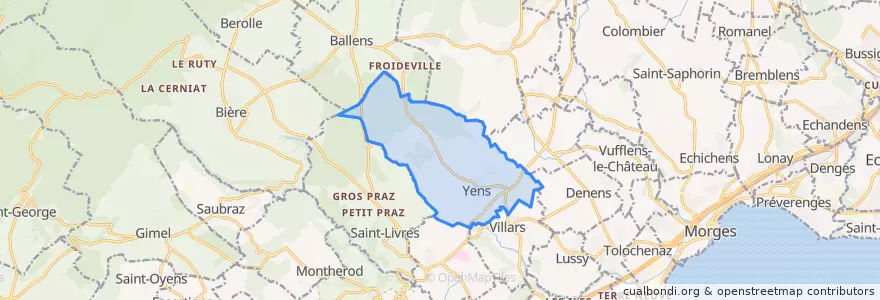 Mapa de ubicacion de Yens.