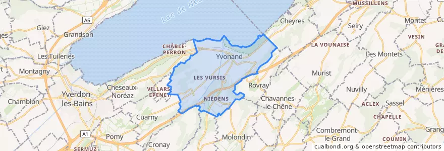 Mapa de ubicacion de Yvonand.