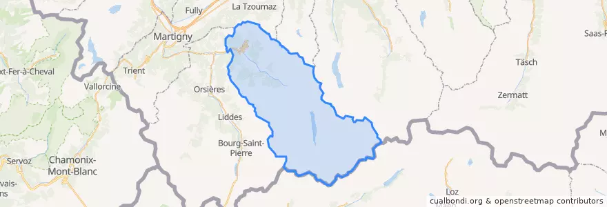 Mapa de ubicacion de Bagnes.
