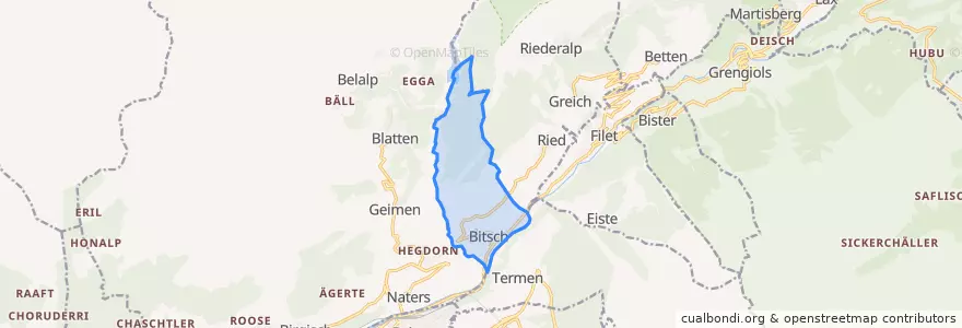 Mapa de ubicacion de Bitsch.