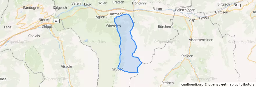 Mapa de ubicacion de Ergisch.