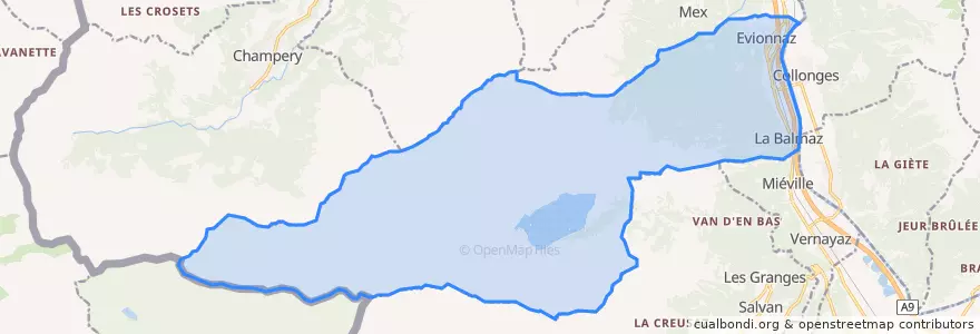 Mapa de ubicacion de Evionnaz.