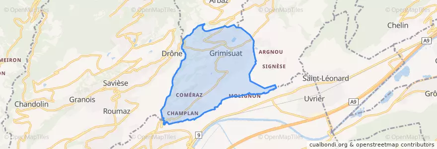 Mapa de ubicacion de Grimisuat.