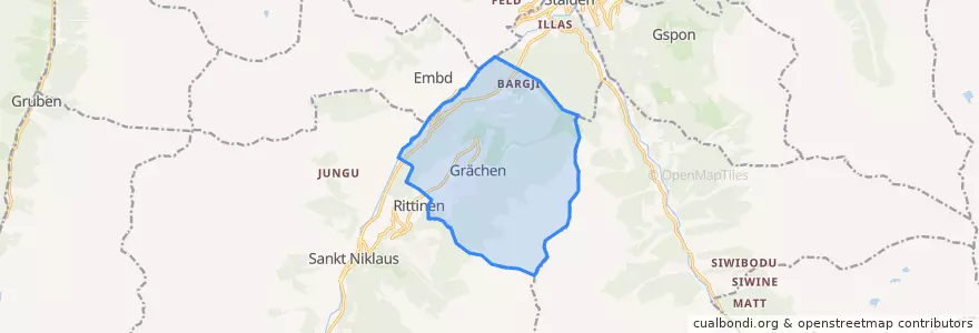 Mapa de ubicacion de Grächen.