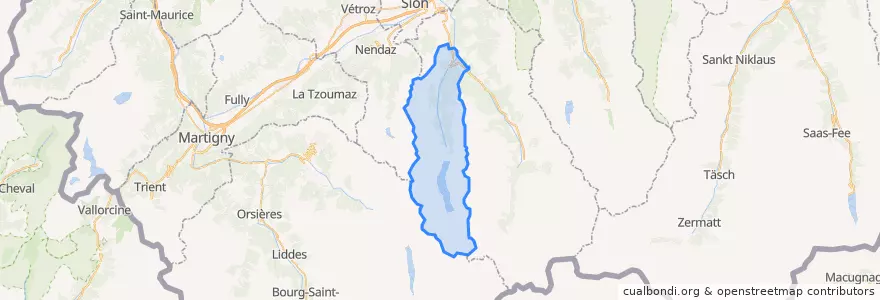 Mapa de ubicacion de Hérémence.