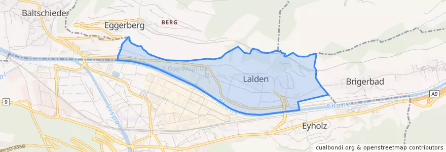 Mapa de ubicacion de Lalden.