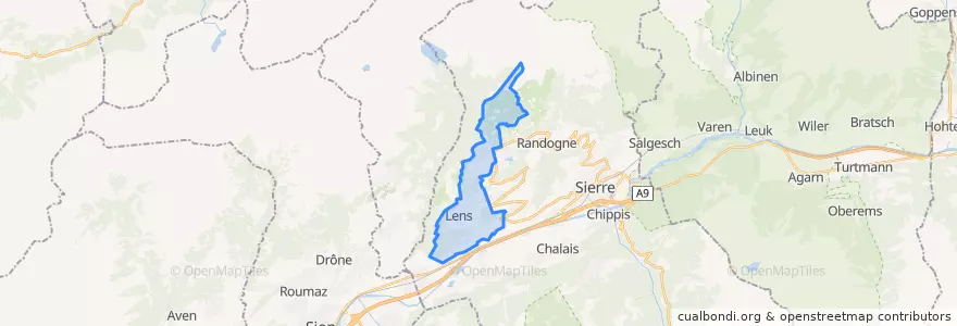 Mapa de ubicacion de Lens.