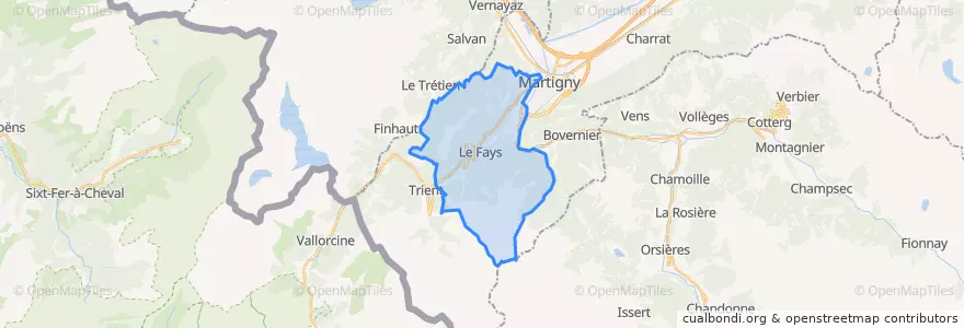 Mapa de ubicacion de Martigny-Combe.