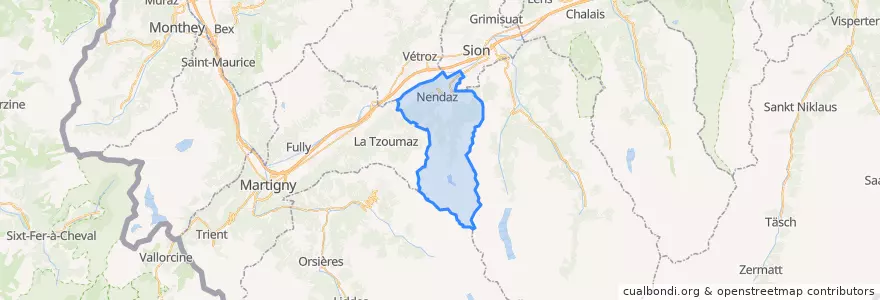 Mapa de ubicacion de Nendaz.