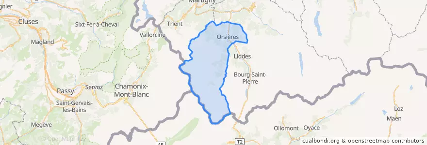 Mapa de ubicacion de Orsières.