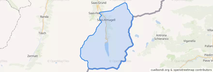 Mapa de ubicacion de Saas-Almagell.