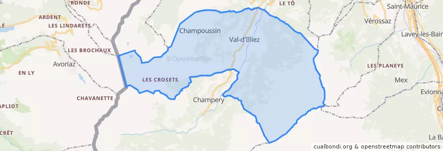 Mapa de ubicacion de Val-d'Illiez.