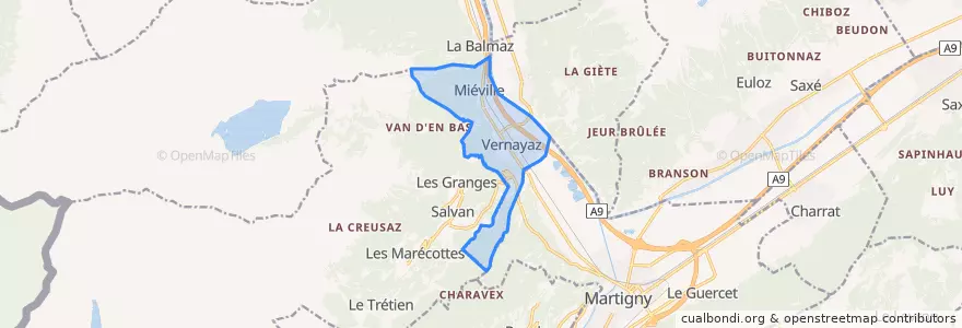 Mapa de ubicacion de Vernayaz.
