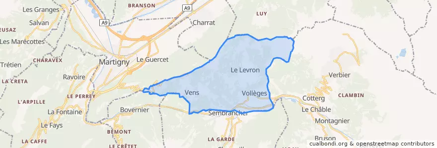 Mapa de ubicacion de Vollèges.