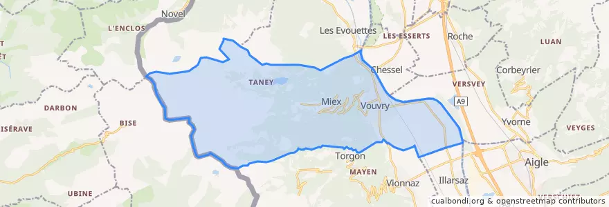 Mapa de ubicacion de Vouvry.