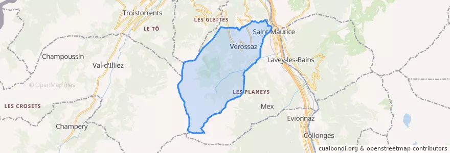 Mapa de ubicacion de Vérossaz.