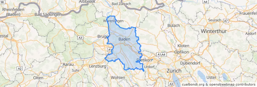 Mapa de ubicacion de Bezirk Baden.