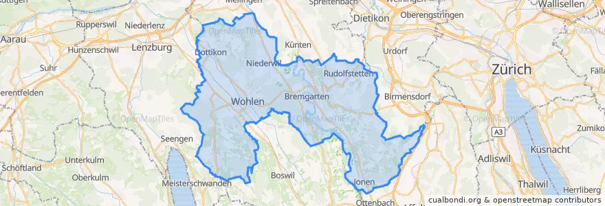 Mapa de ubicacion de Bezirk Bremgarten.