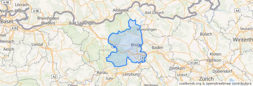 Mapa de ubicacion de Bezirk Brugg.