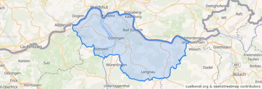 Mapa de ubicacion de Bezirk Zurzach.