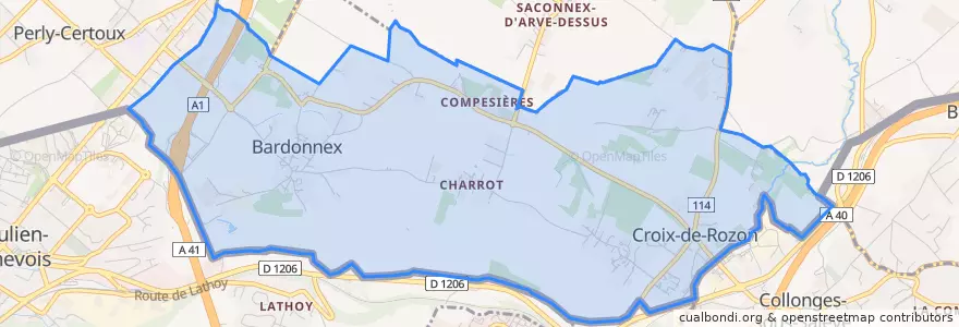 Mapa de ubicacion de Bardonnex.