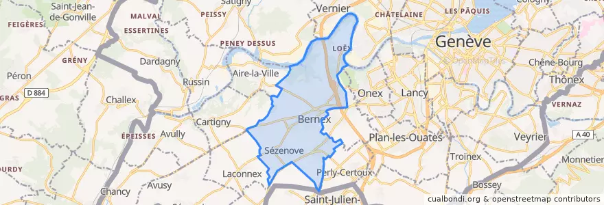 Mapa de ubicacion de Bernex.