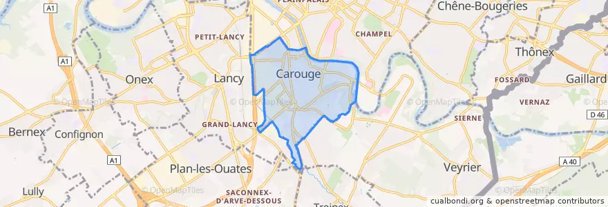 Mapa de ubicacion de Carouge (GE).