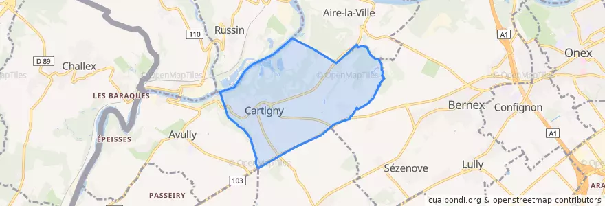 Mapa de ubicacion de Cartigny.