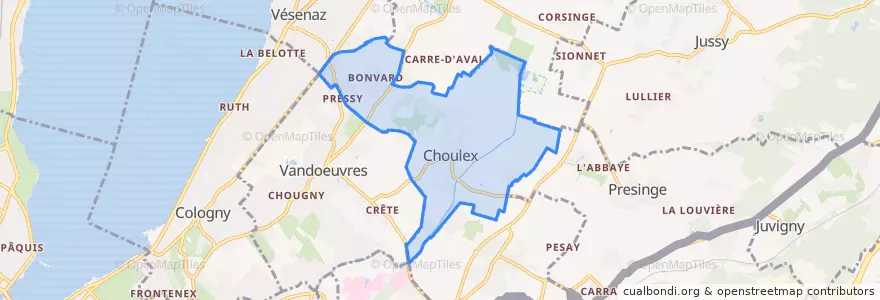 Mapa de ubicacion de Choulex.