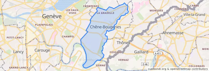 Mapa de ubicacion de Chêne-Bougeries.