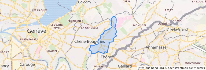 Mapa de ubicacion de Chêne-Bourg.