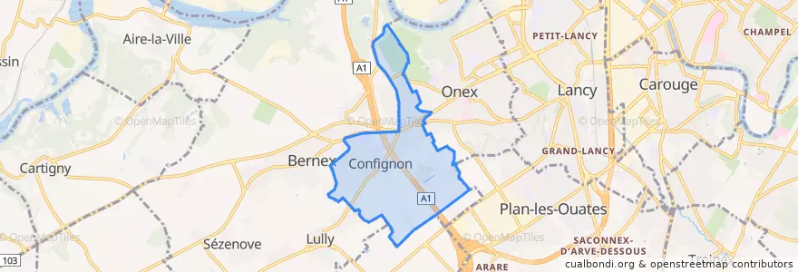 Mapa de ubicacion de Confignon.