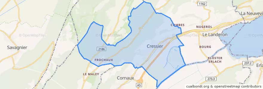 Mapa de ubicacion de Cressier (NE).