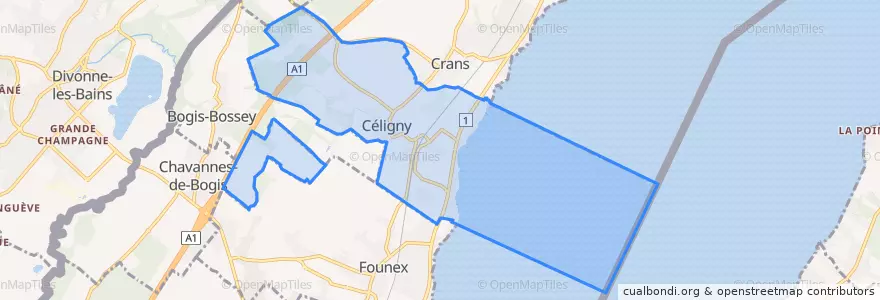 Mapa de ubicacion de Céligny.