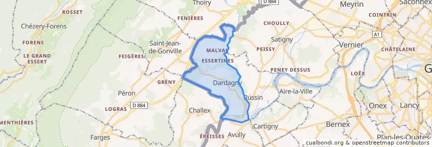 Mapa de ubicacion de Dardagny.