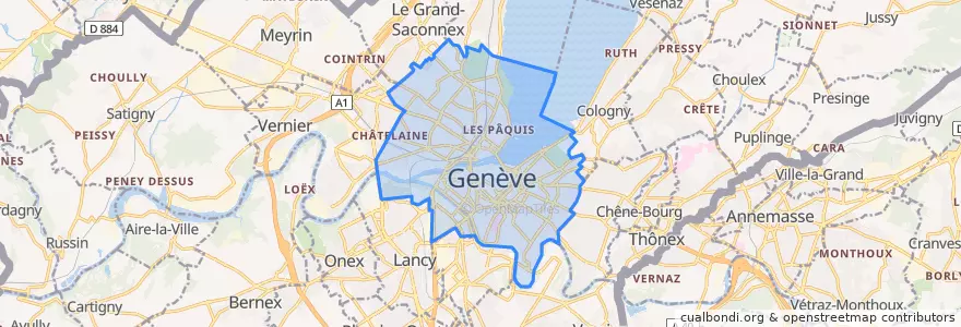 Mapa de ubicacion de Ginebra.