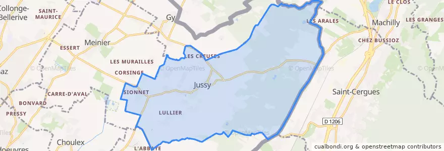 Mapa de ubicacion de Jussy.