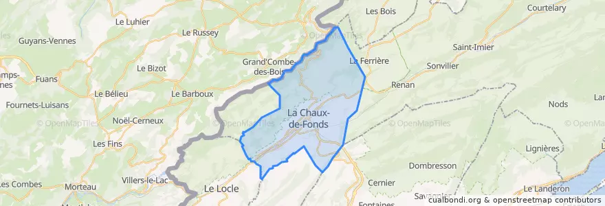 Mapa de ubicacion de La Chaux-de-Fonds.