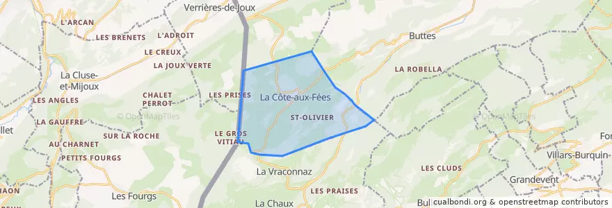 Mapa de ubicacion de La Côte-aux-Fées.