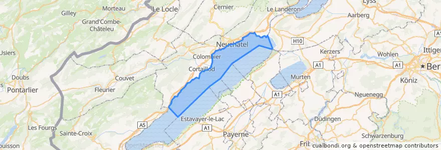 Mapa de ubicacion de Lac de Neuchâtel (NE).