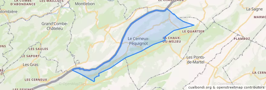 Mapa de ubicacion de Le Cerneux-Péquignot.