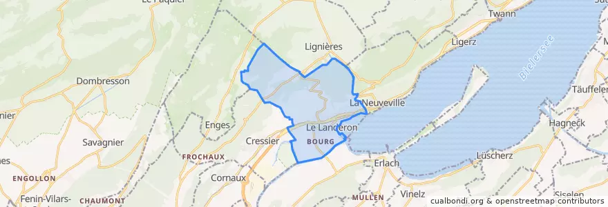 Mapa de ubicacion de Le Landeron.