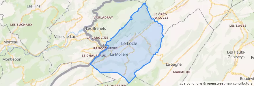 Mapa de ubicacion de Le Locle.