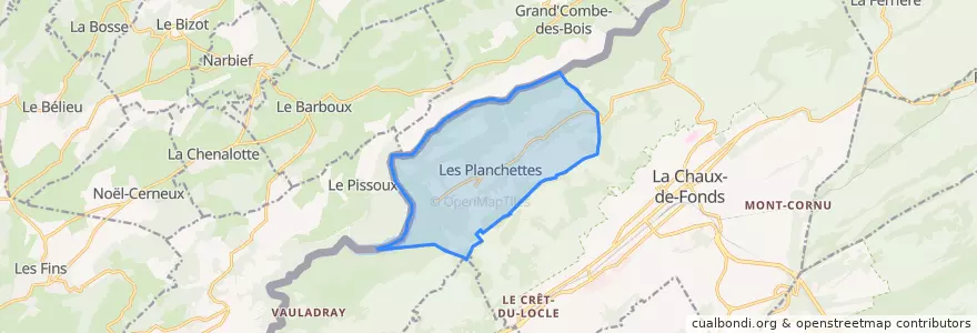 Mapa de ubicacion de Les Planchettes.