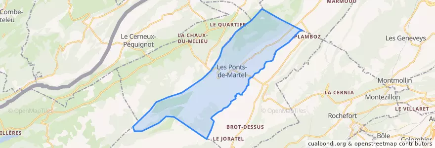 Mapa de ubicacion de Les Ponts-de-Martel.