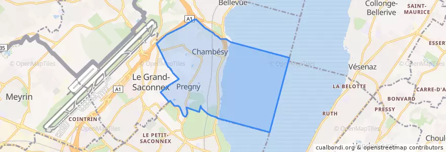 Mapa de ubicacion de Pregny-Chambésy.
