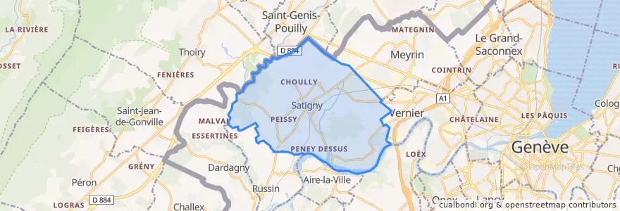 Mapa de ubicacion de Satigny.