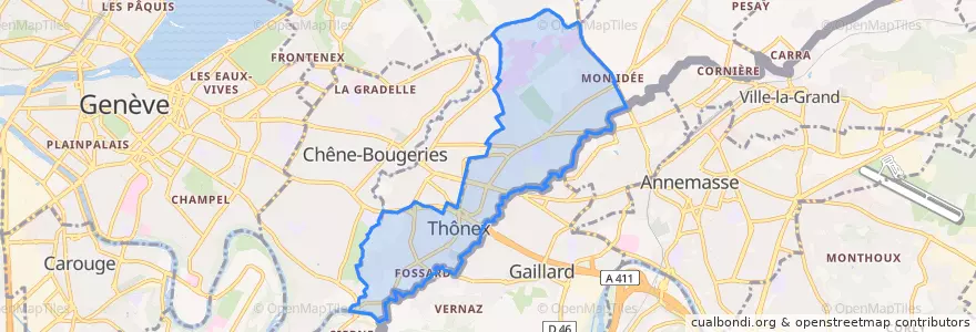 Mapa de ubicacion de Thônex.