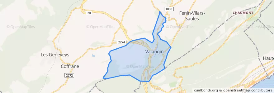 Mapa de ubicacion de Valangin.